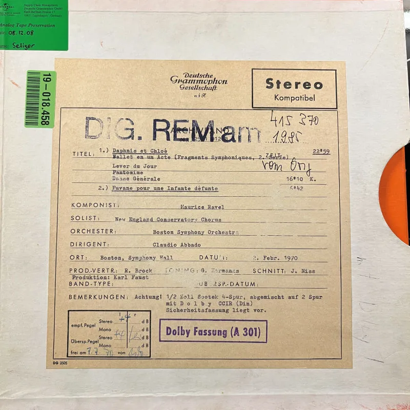 Revox Abbado Debussy Ravel masterband Standard Master CCIR
