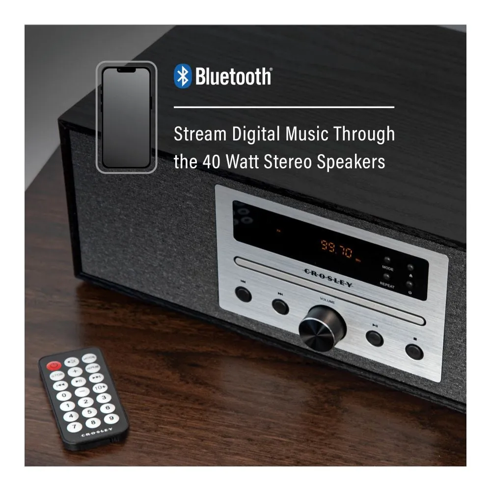 Crosley Finn Radio CD-spelare med högtalare svart Bluetooth