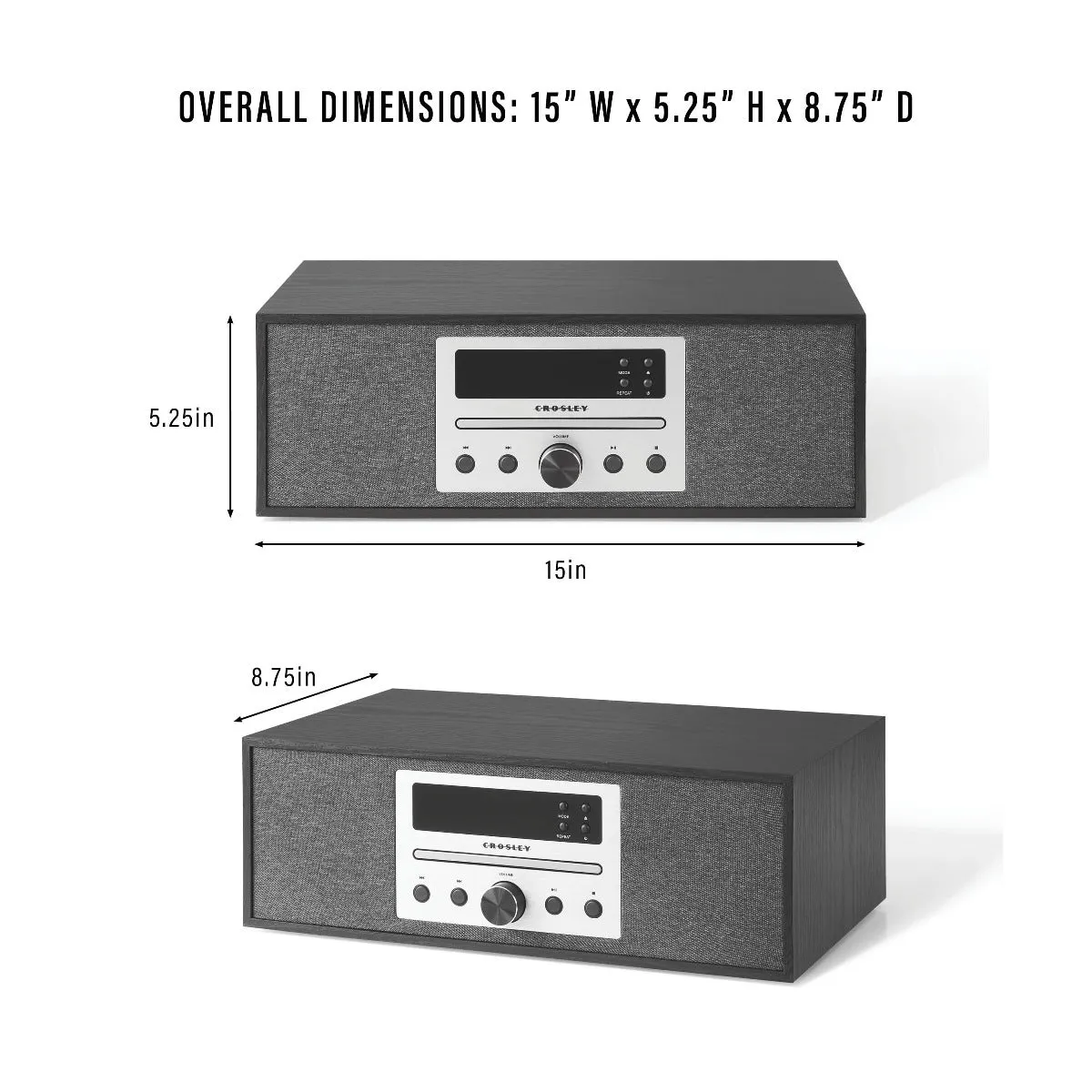 Crosley Finn Radio CD-spelare med högtalare svart Bluetooth
