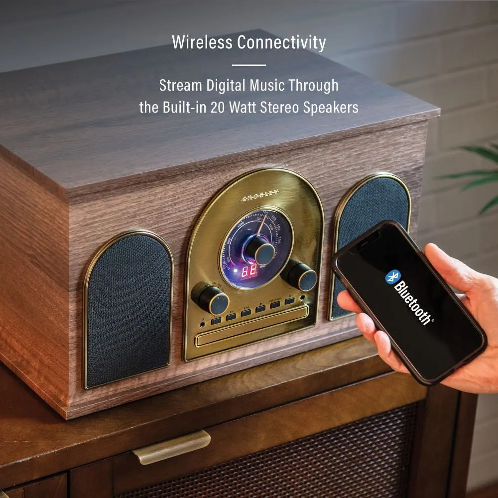 Crosley Hayes 8-i-1 skivspelare valnöt retro