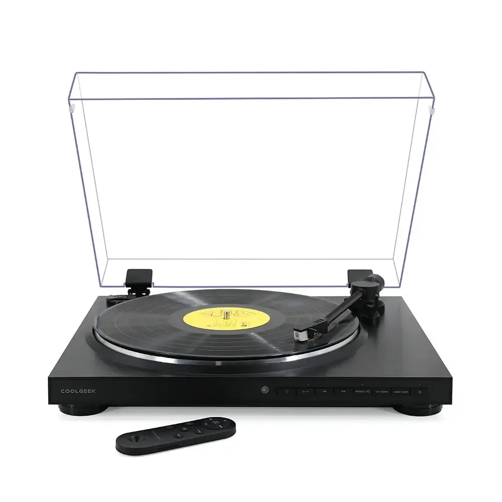CoolGeek TS-01 automatisk skivspelare ljusgrå remdrift