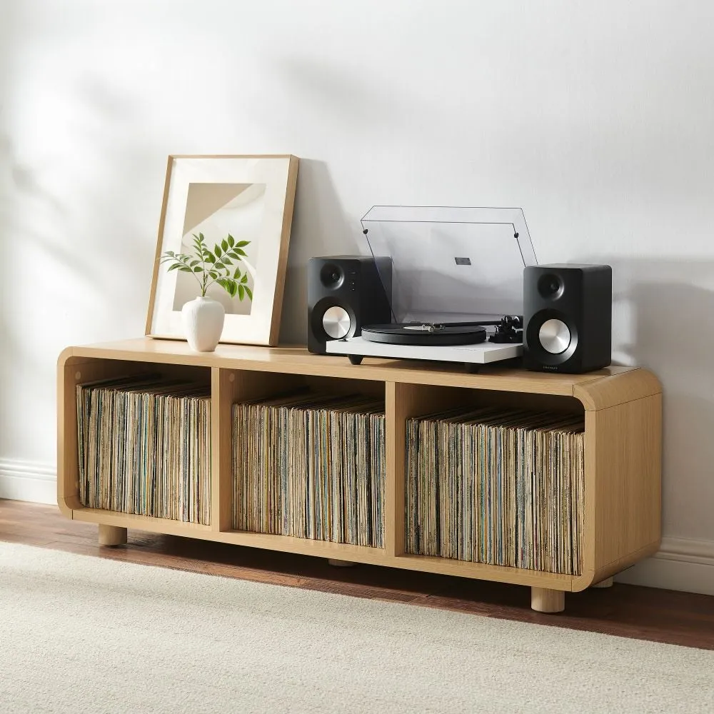 Crosley Zoe Large skivspelarbänk ask vinylförvaring