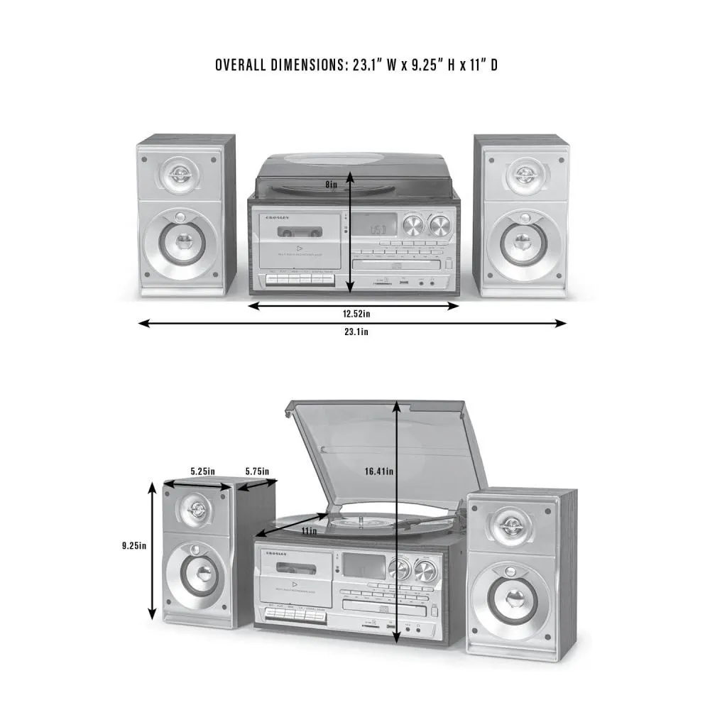 Crosley Eclipse 9-i-1 skivspelare svart med högtalare