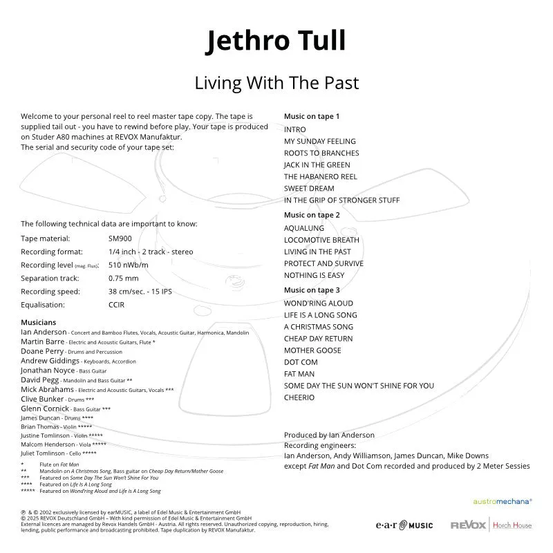 Revox Jethro Tull Living With The Past masterband Standard