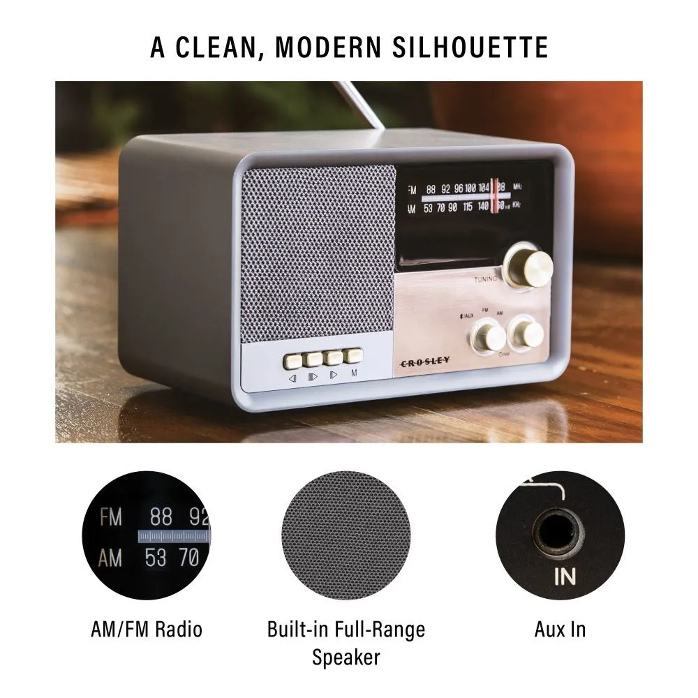Crosley Tribute radio charcoal AM/FM bluetooth hörlur