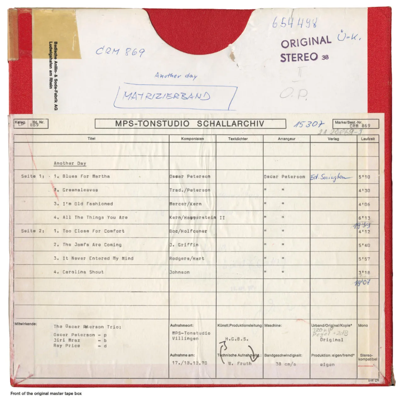 Revox Oscar Peterson Another Day masterband Essential Master