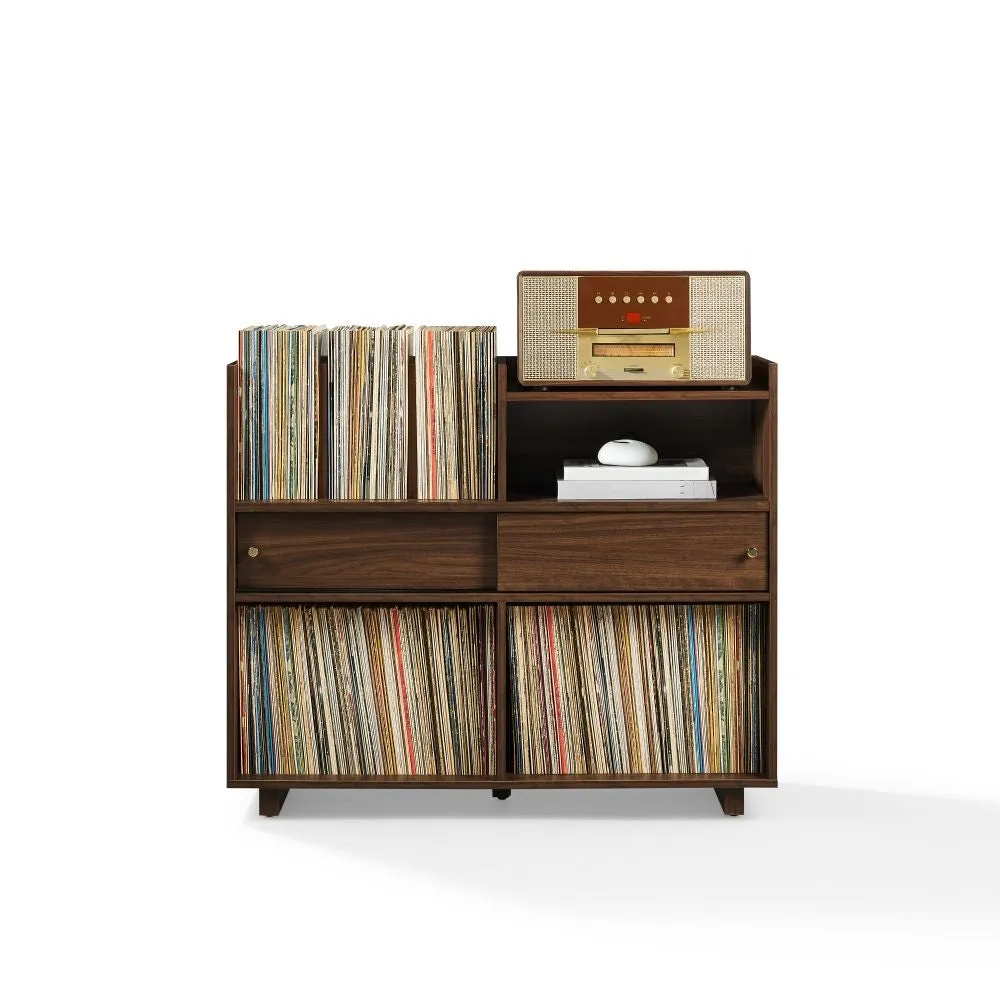 Crosley Dylan skivspelarmöbel valnöt vinylförvaring