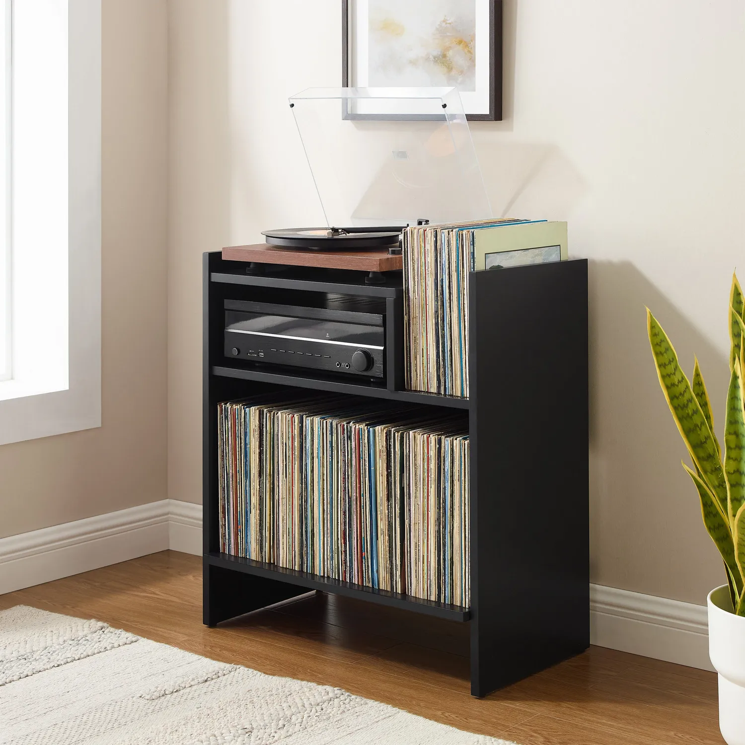 Crosley Portland skivspelarställ svart för vinyl