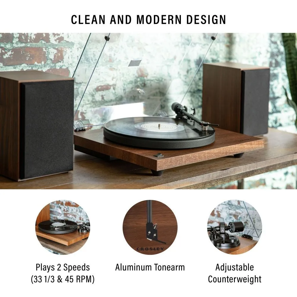 Crosley KT6101 skivspelare valnöt med högtalare