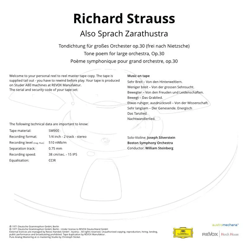 Revox Strauss Zarathustra masterband Studio Master