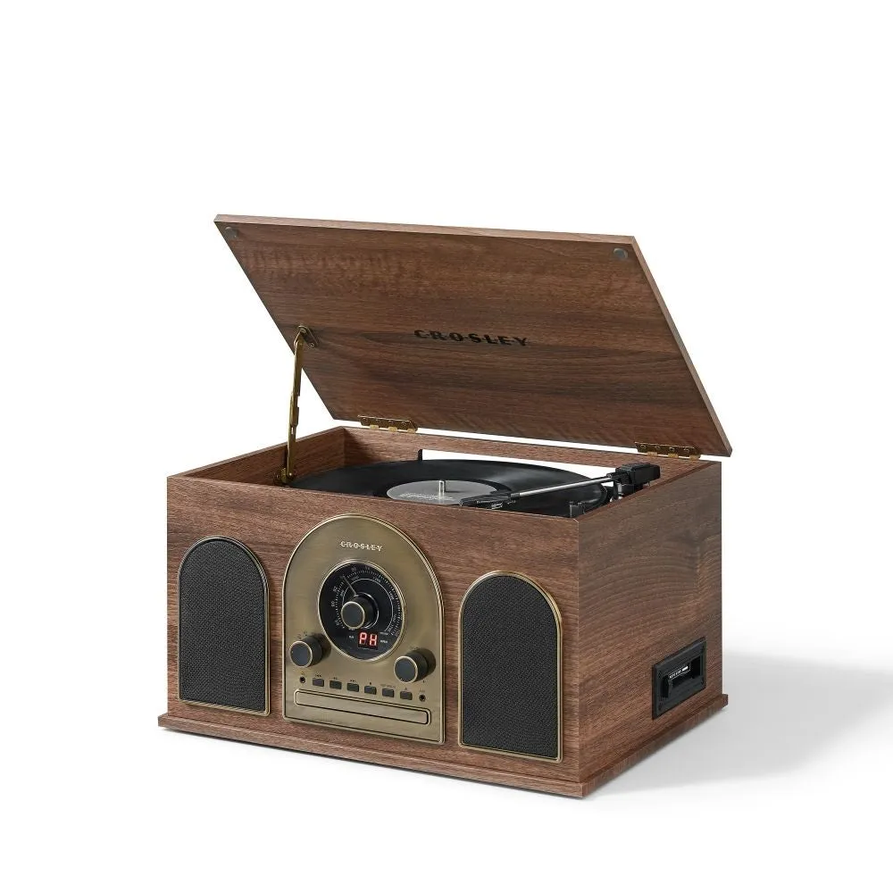 Crosley Hayes 8-i-1 skivspelare valnöt retro
