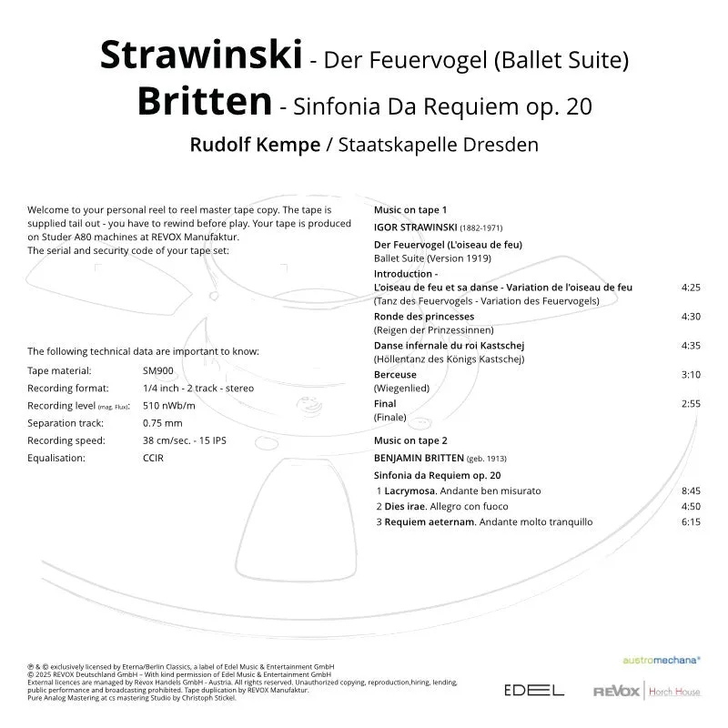 Revox Kempe Stravinsky Britten masterband 1/4 tum