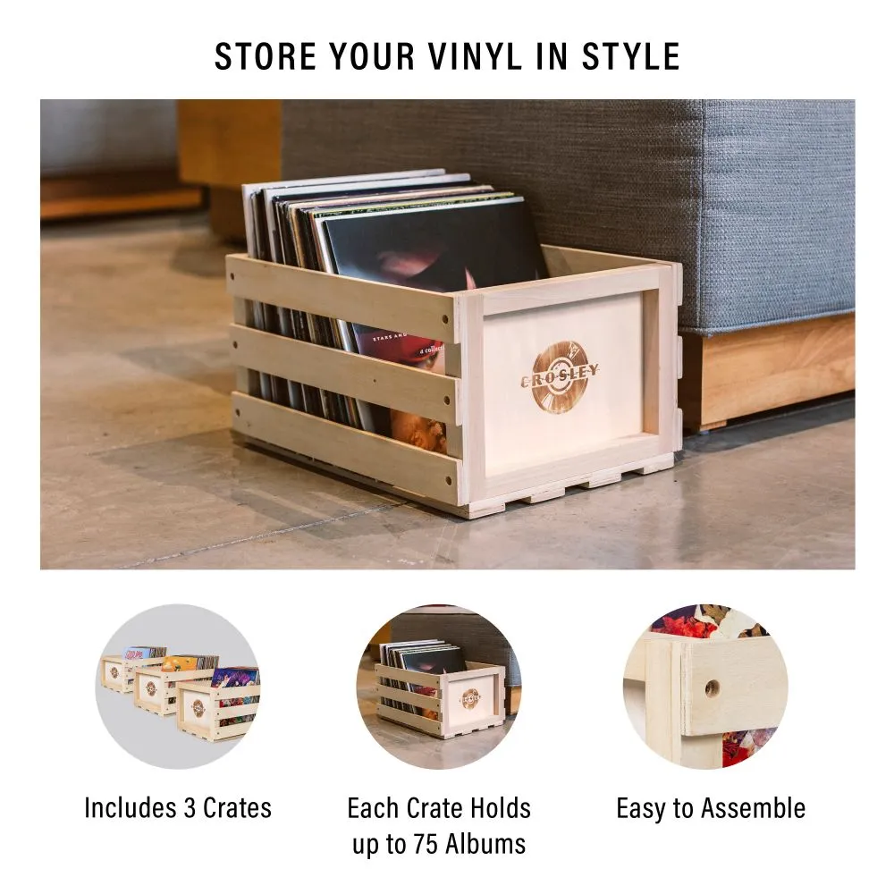 Crosley träback för LP 3-pack Natural skivförvaring
