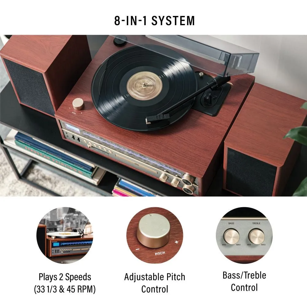 Crosley 1975T skivspelare valnöt med högtalare CD