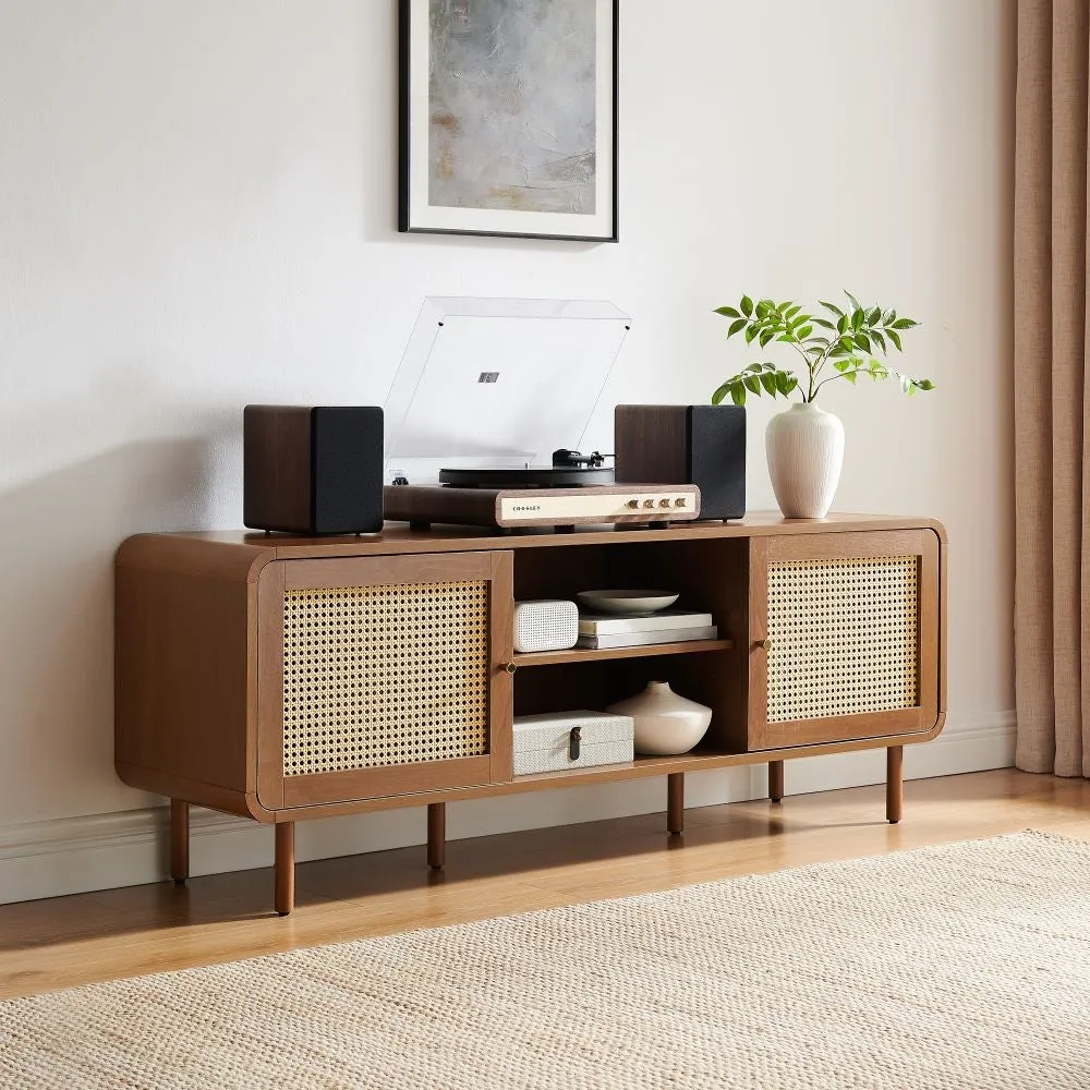 Crosley Nora skivskåp valnöt vinylförvaring skåp