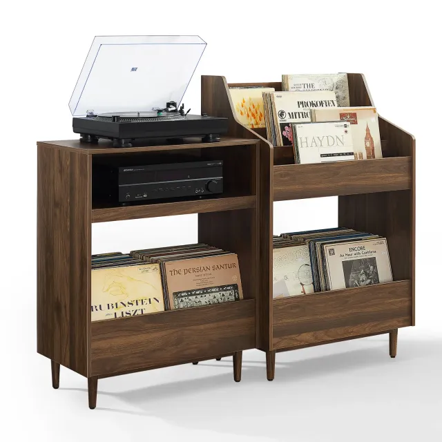Crosley Liam skivmöbel set 2-delar valnöt
