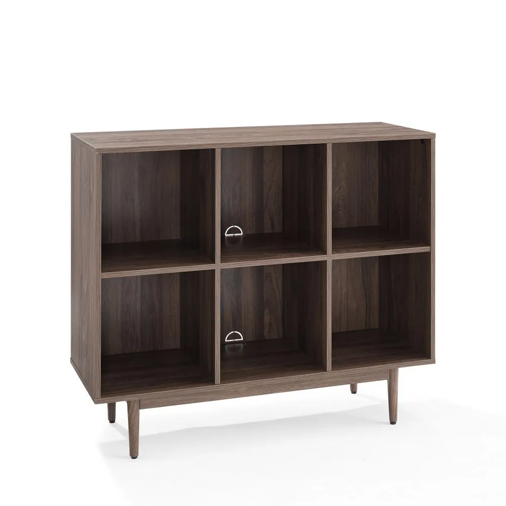 Crosley Liam 6 skivhylla valnöt 6 fack