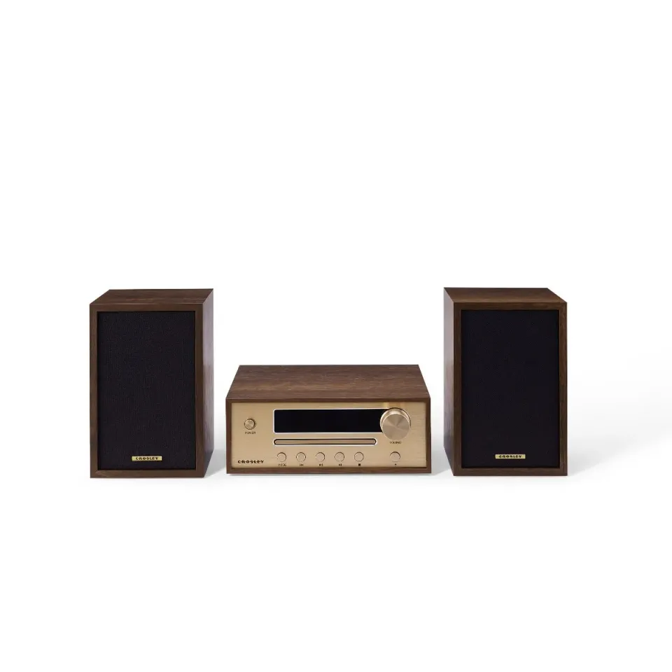 Crosley Parker CD-spelare valnöt med högtalare Bluetooth
