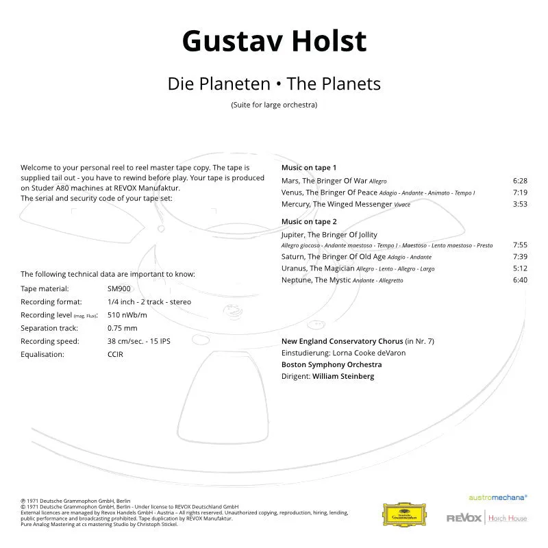Revox Holst The Planets masterband 1/4 tum CCIR