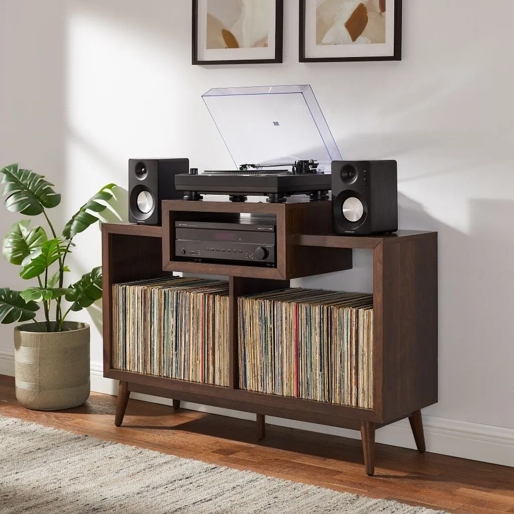 Crosley Nashville skivspelarställ brun vinylförvaring