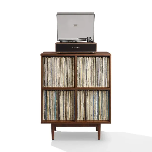 Crosley Liam skivspelarstativ 4 fack valnöt
