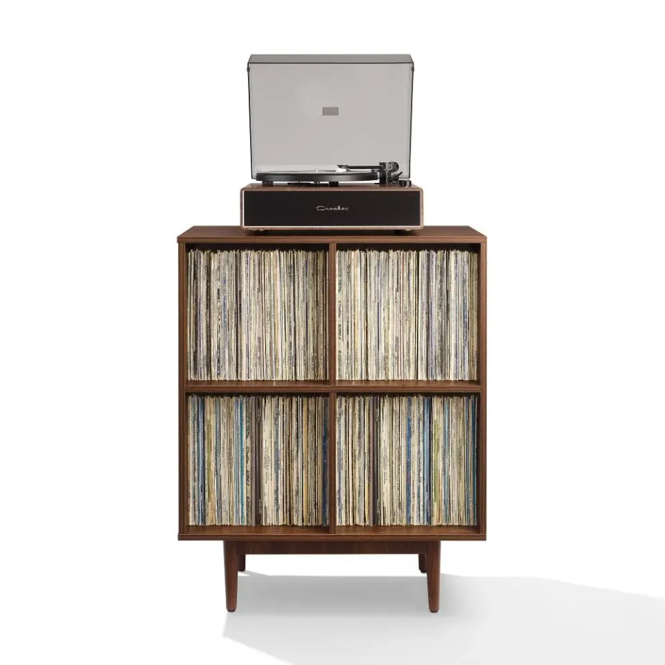 Crosley Liam skivspelarstativ 4 fack valnöt