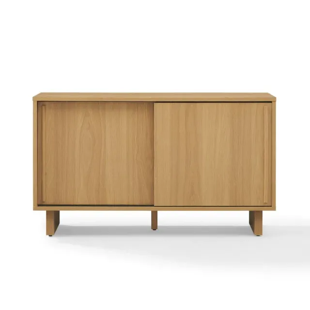 Crosley Gemma skivspelarmöbel White Oak med vinylförvaring
