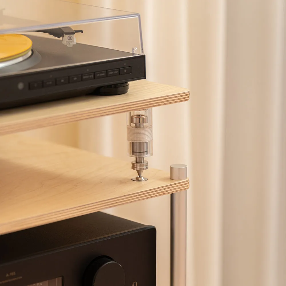 CoolGeek skivspelarstativ naturell för 60 LP trä