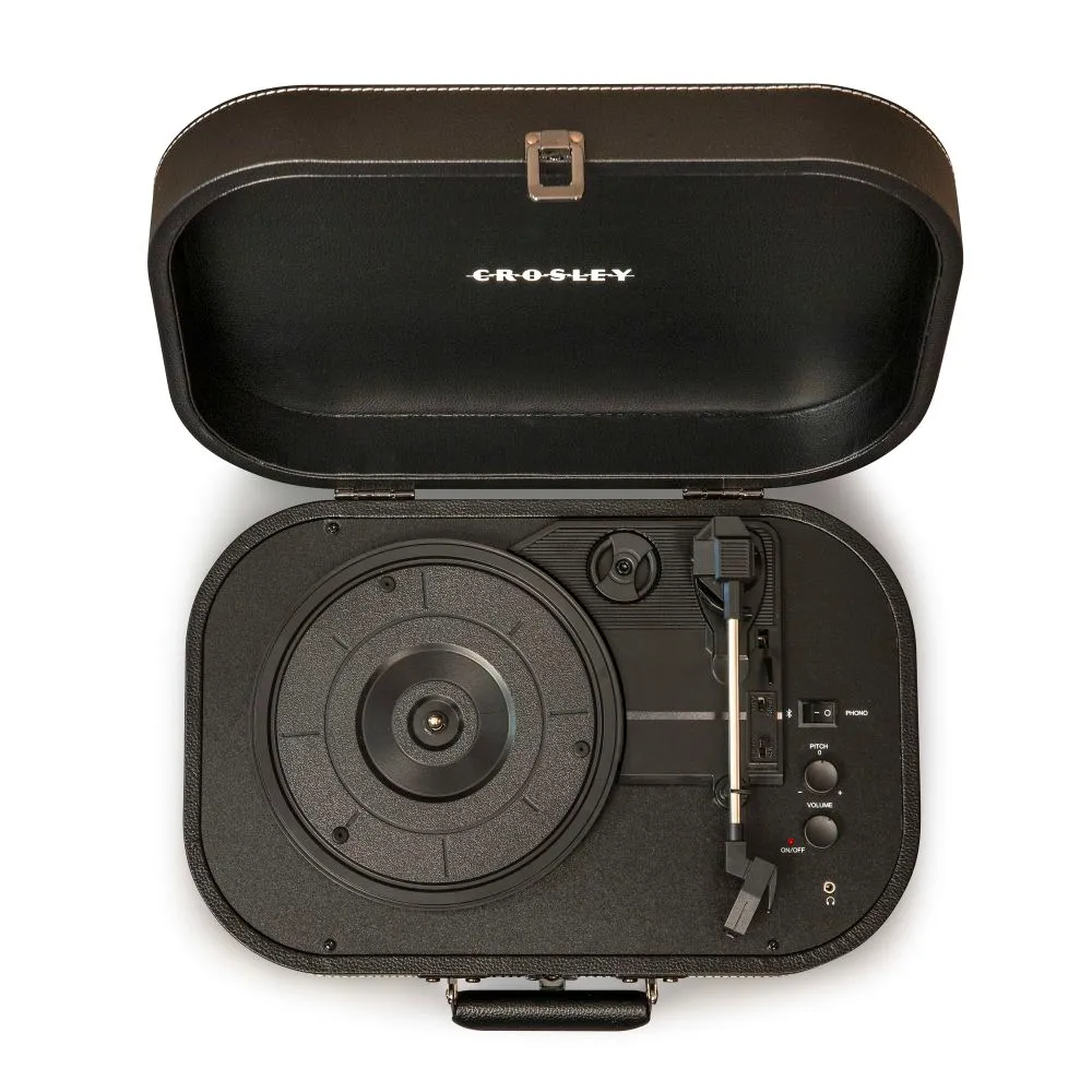 Crosley Discovery reseskivspelare svart med högtalare