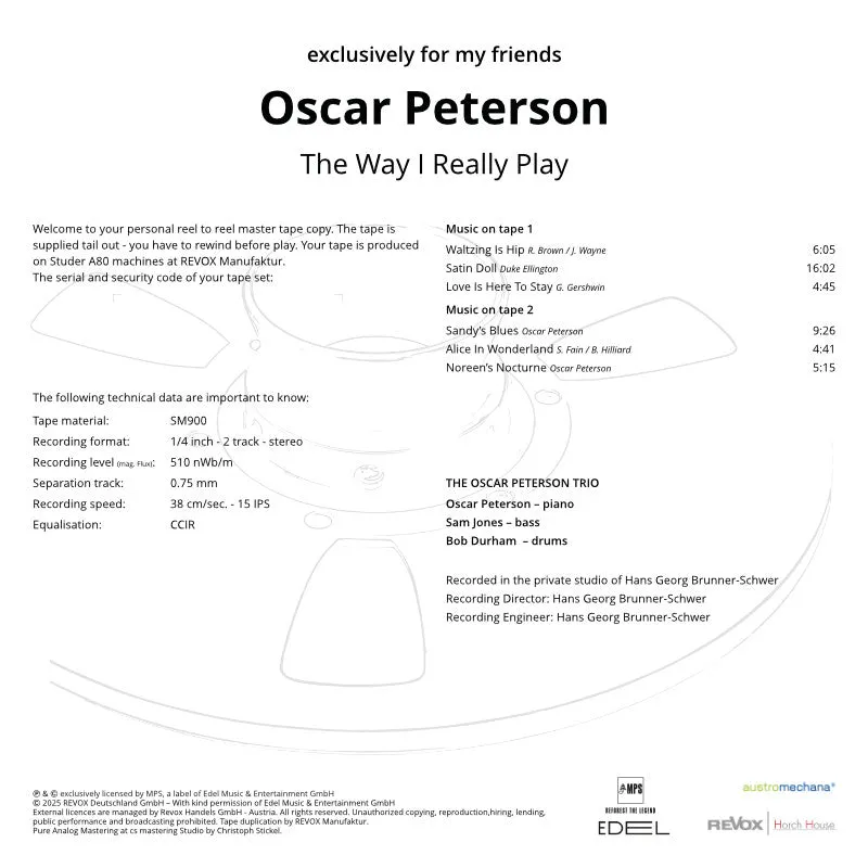 Revox Oscar Peterson Way I Really Play masterband