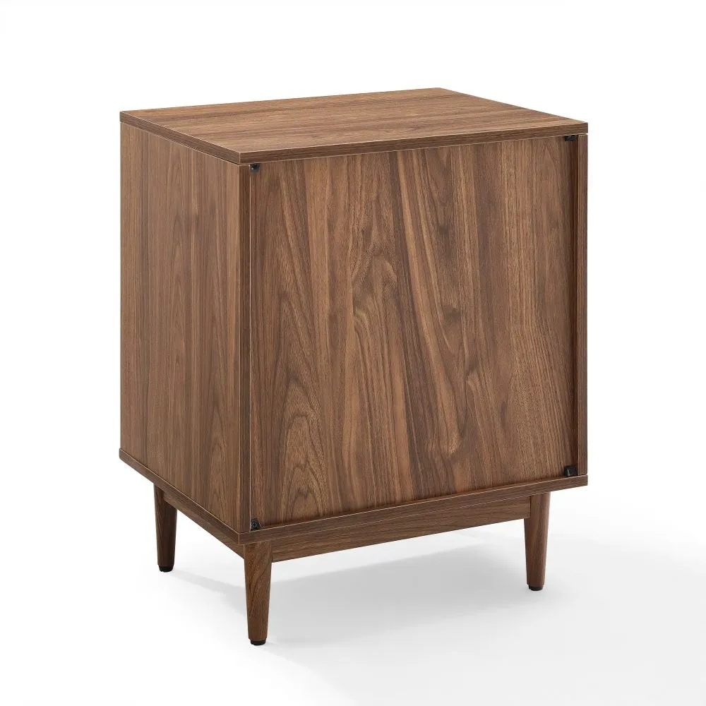 Crosley Liam sidobord vinylförvaring valnöt