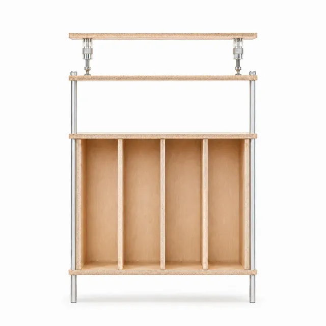 CoolGeek skivspelarstativ naturell för 60 LP trä