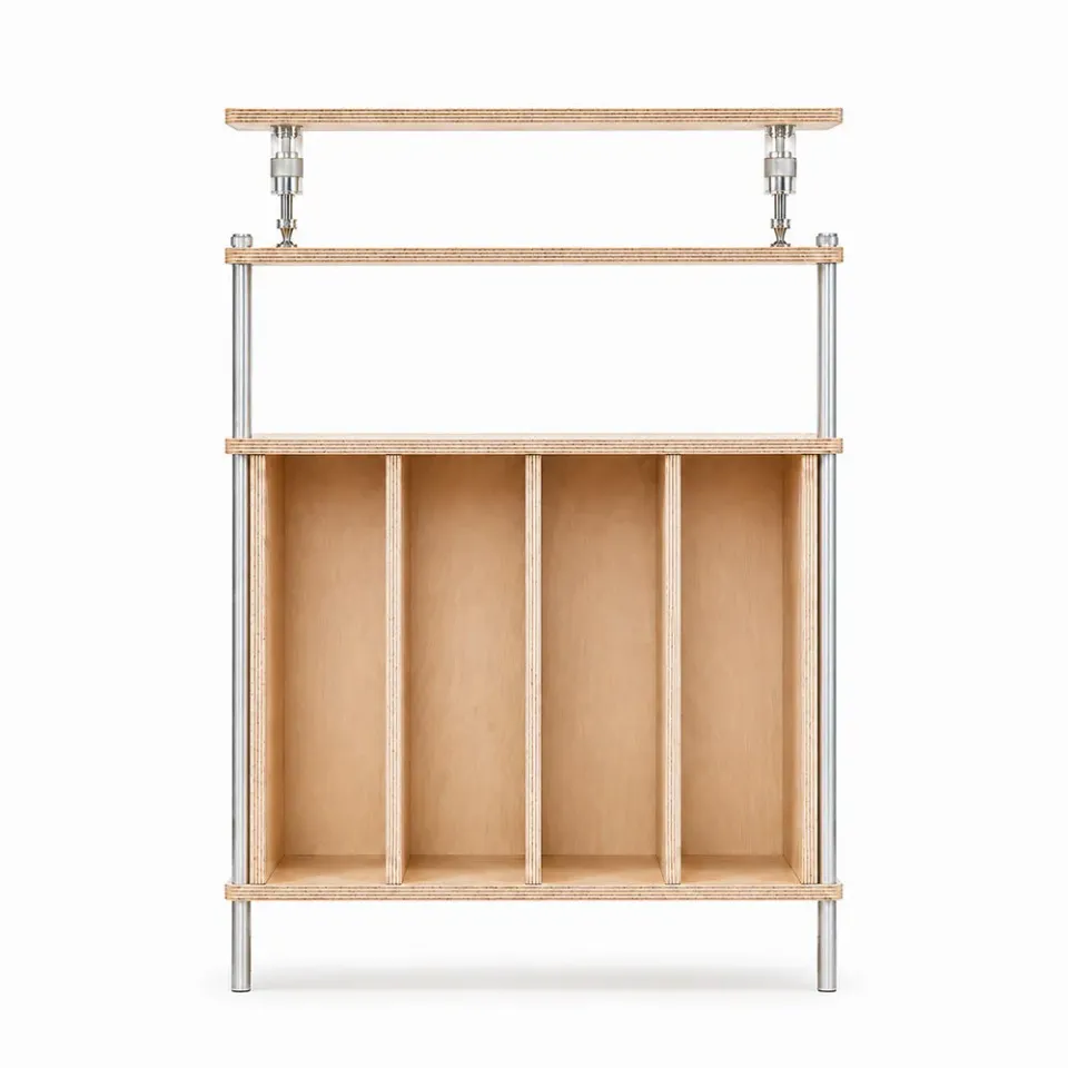 CoolGeek skivspelarstativ naturell för 60 LP trä