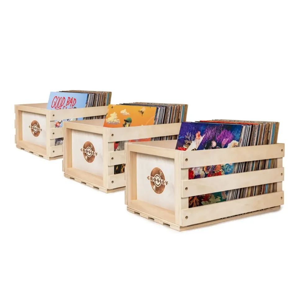 Crosley träback för LP 3-pack Natural skivförvaring