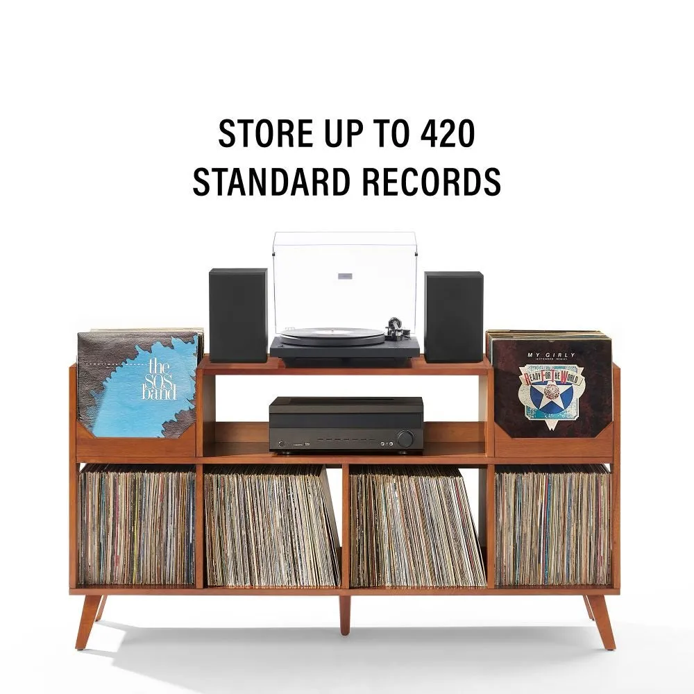 Crosley Asheville XL skivstativ valnöt med vinylförvaring