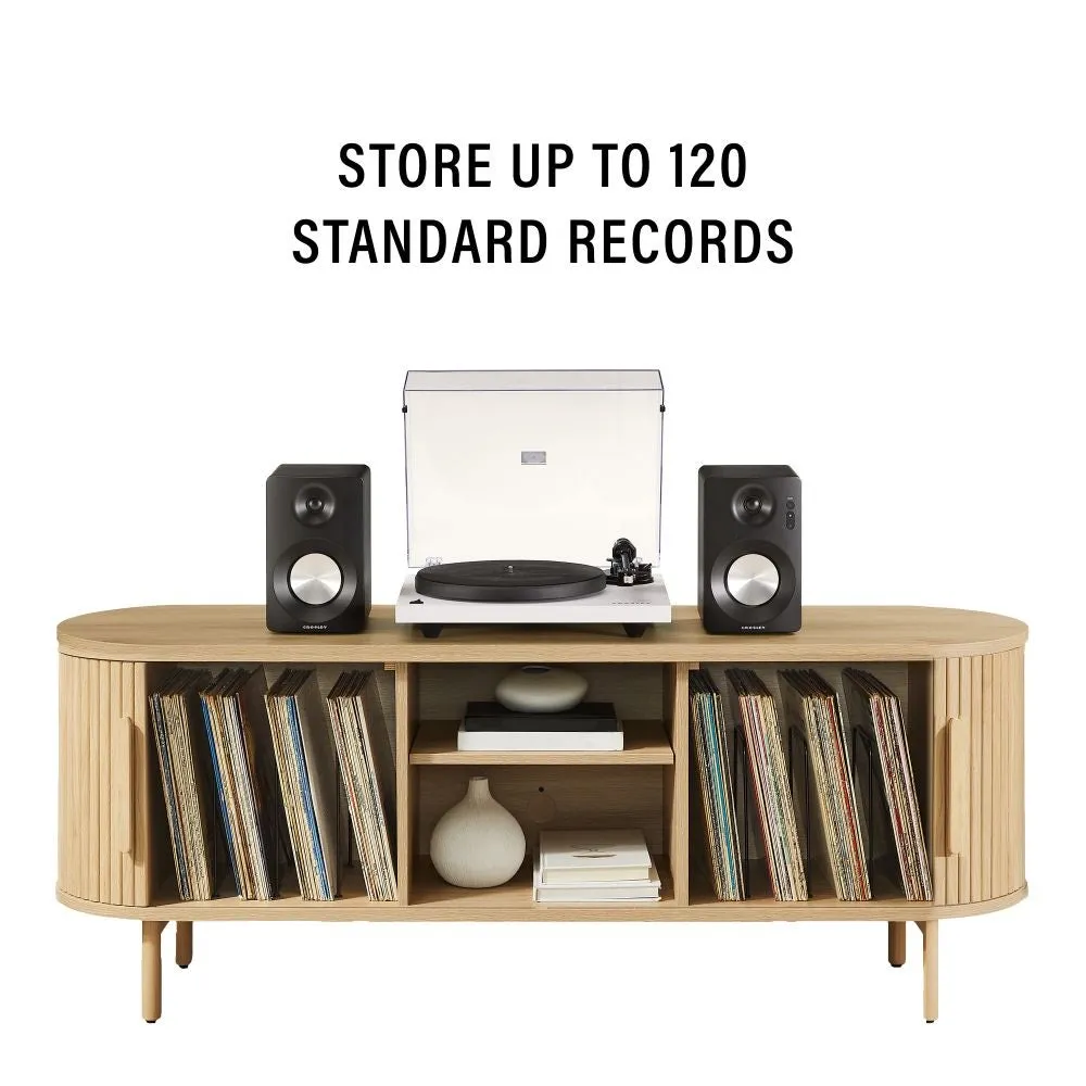 Crosley Ambrose mediabänk vinylförvaring ask