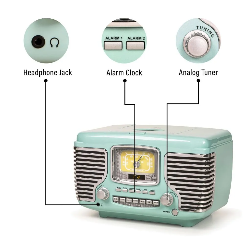 Crosley Corsair radio CD-spelare aqua blue bluetooth