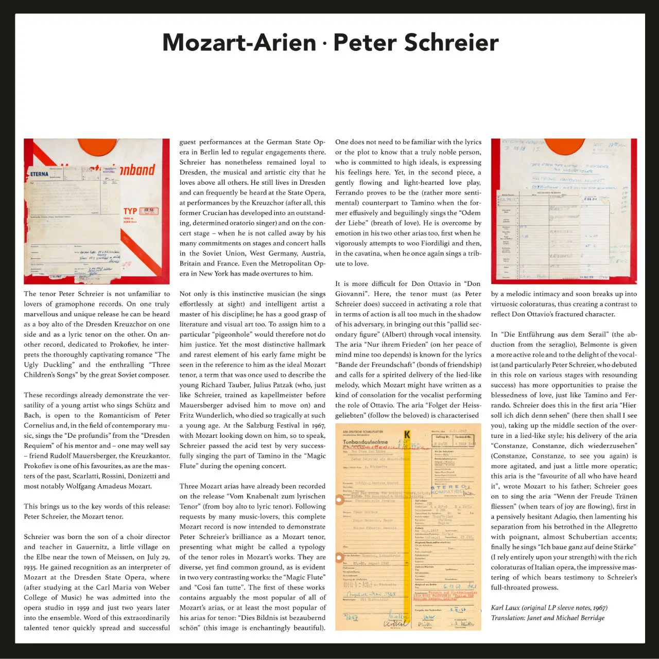 Revox Peter Schreier rullband Mozart Breath of Love