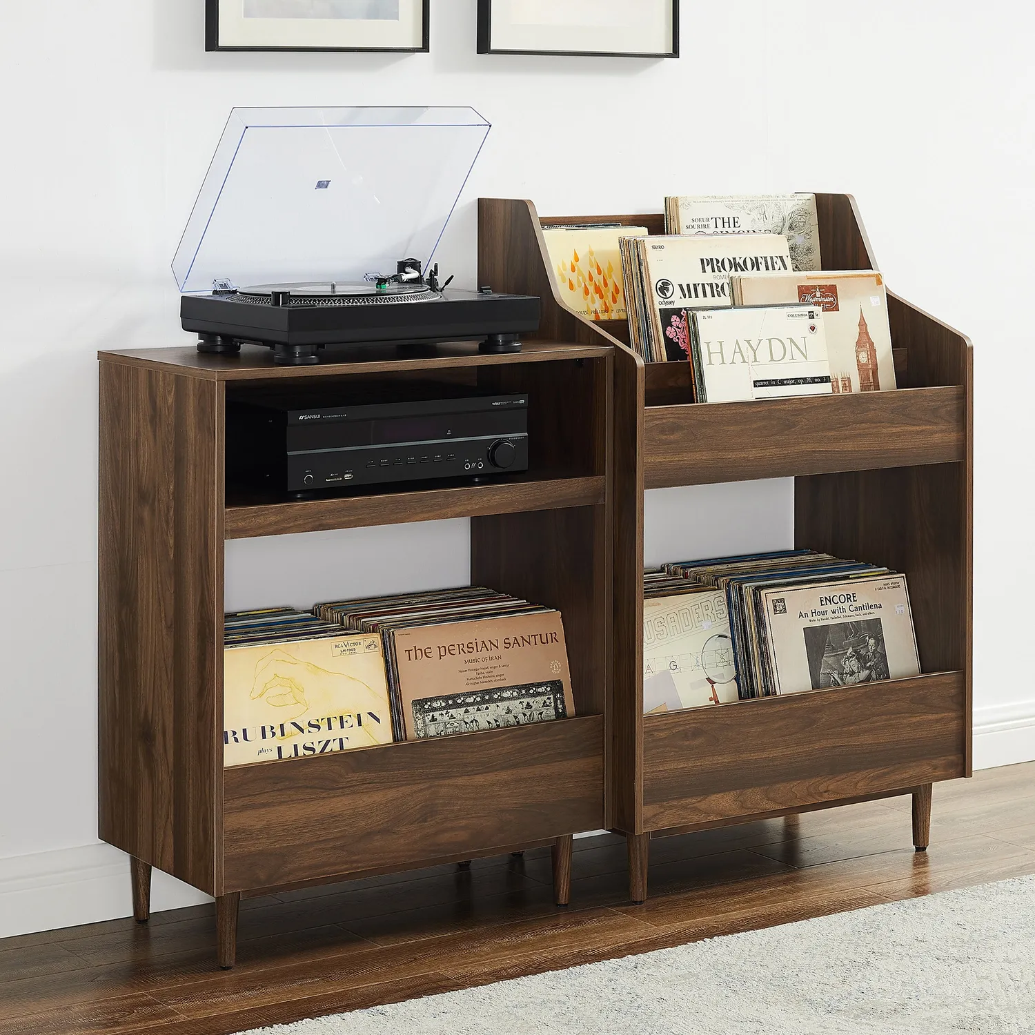 Crosley Liam skivmöbel set 2-delar valnöt