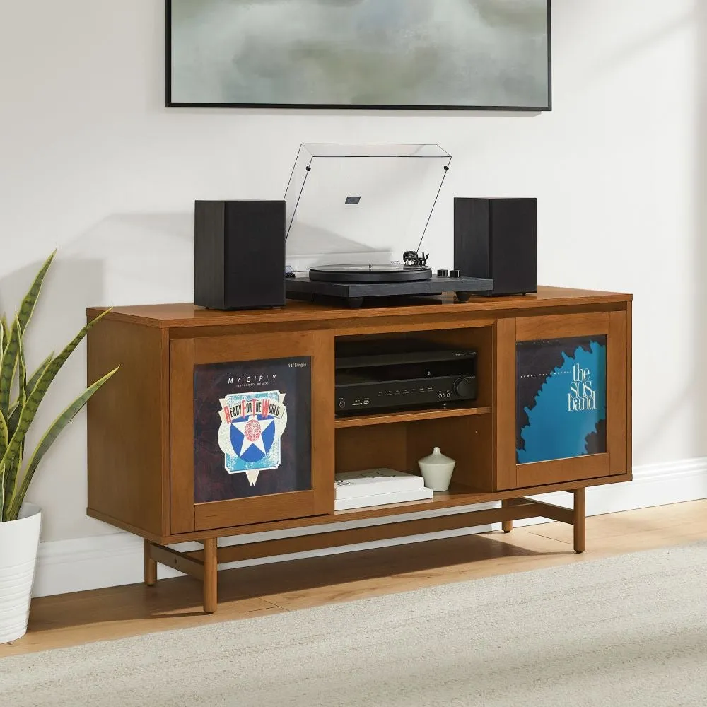 Crosley Dempsey skivspelarbänk valnöt med vinylförvaring