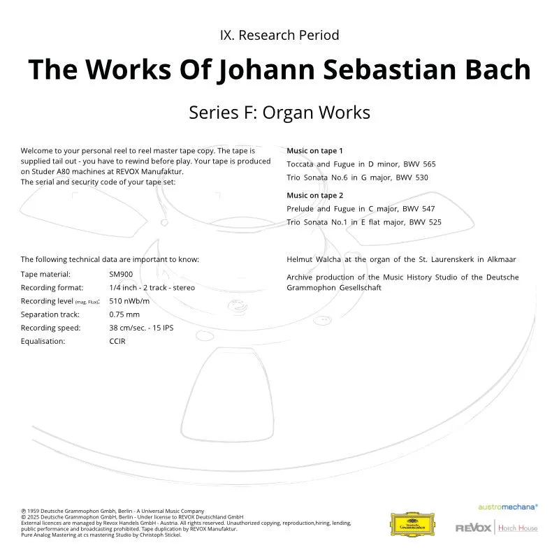Revox Bach Organ Works masterband Walcha orgel
