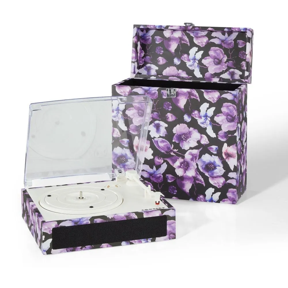Crosley Fusion skivspelare med väska blå blommig