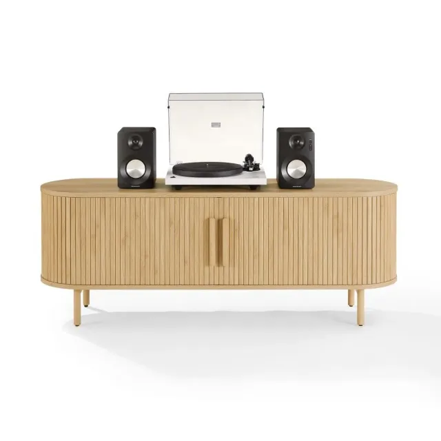Crosley Ambrose mediabänk vinylförvaring ask