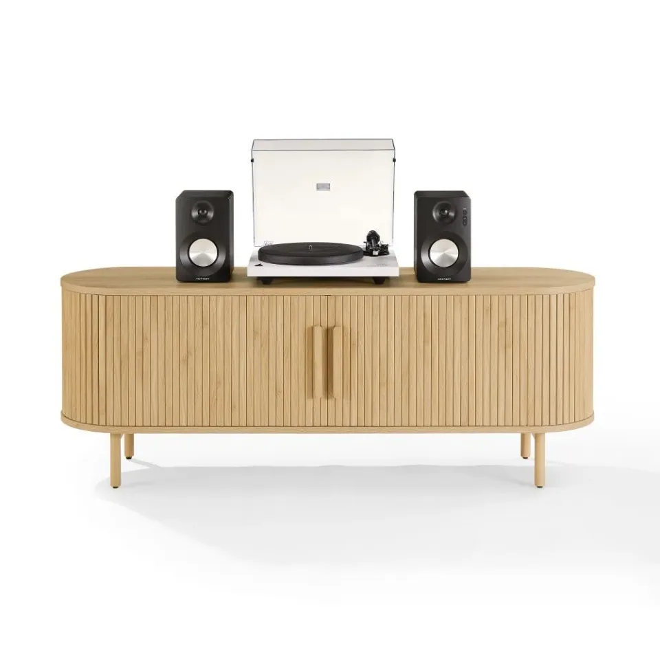 Crosley Ambrose mediabänk vinylförvaring ask