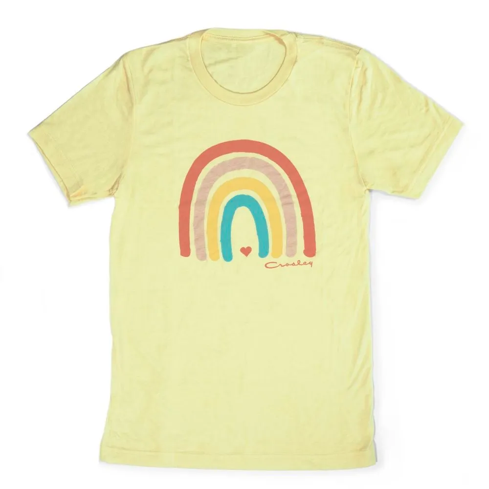Crosley Rainbow t-shirt gul M mjuk bomull