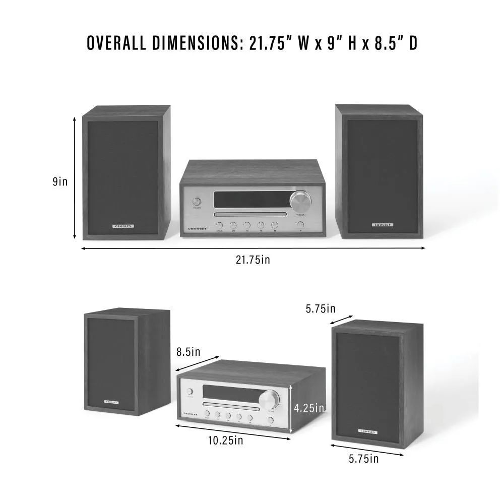 Crosley Parker CD-spelare valnöt med högtalare Bluetooth