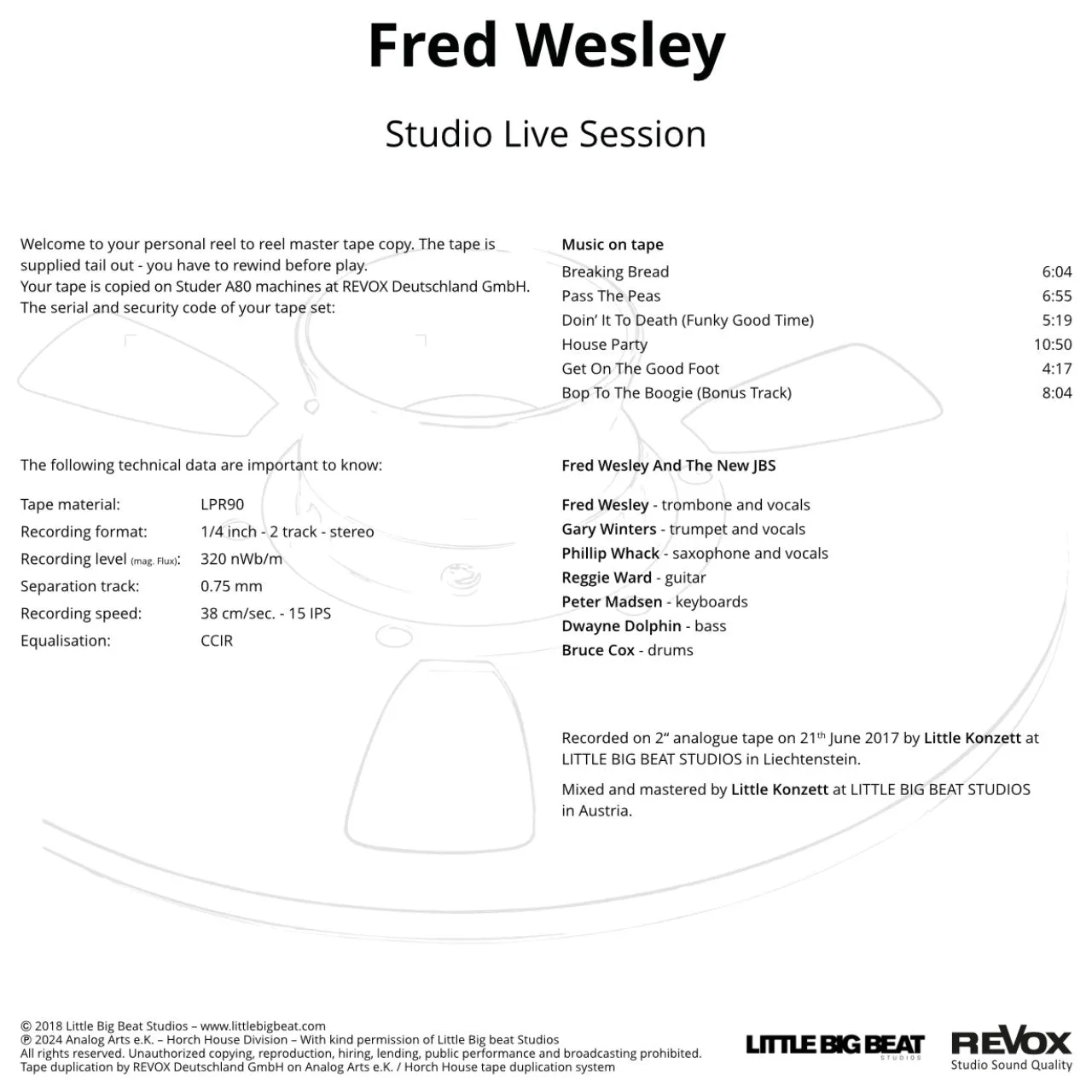 Revox Fred Wesley Studio Live Session masterband funk