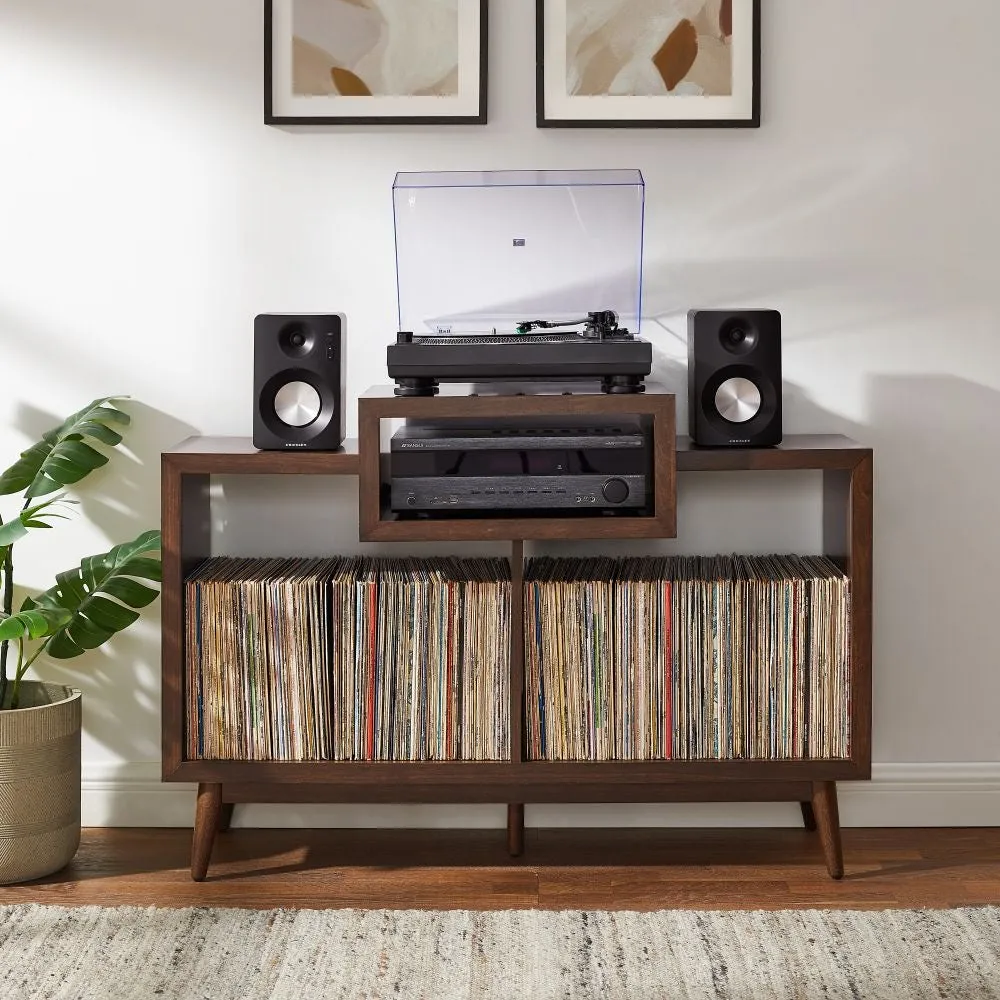 Crosley Nashville skivspelarställ brun vinylförvaring
