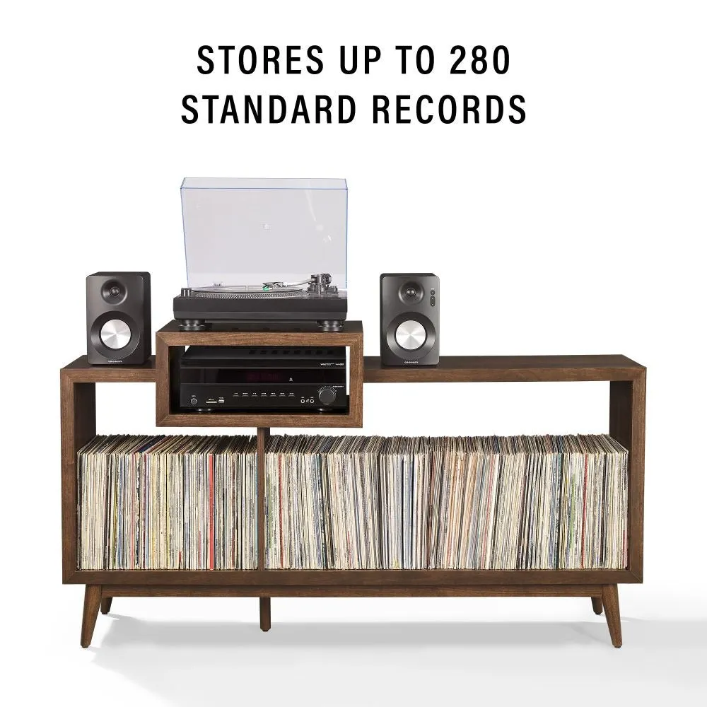 Crosley Nashville skivspelarbänk brun vinylförvaring