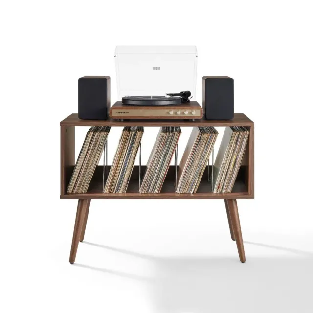 Crosley Liam Small skivspelarbänk valnöt vinylhylla